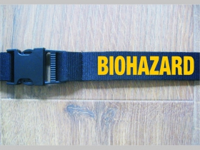 Biohazard textilná kľúčenka - šnúrka na krk ( kľúče ) materiál 100% polyester